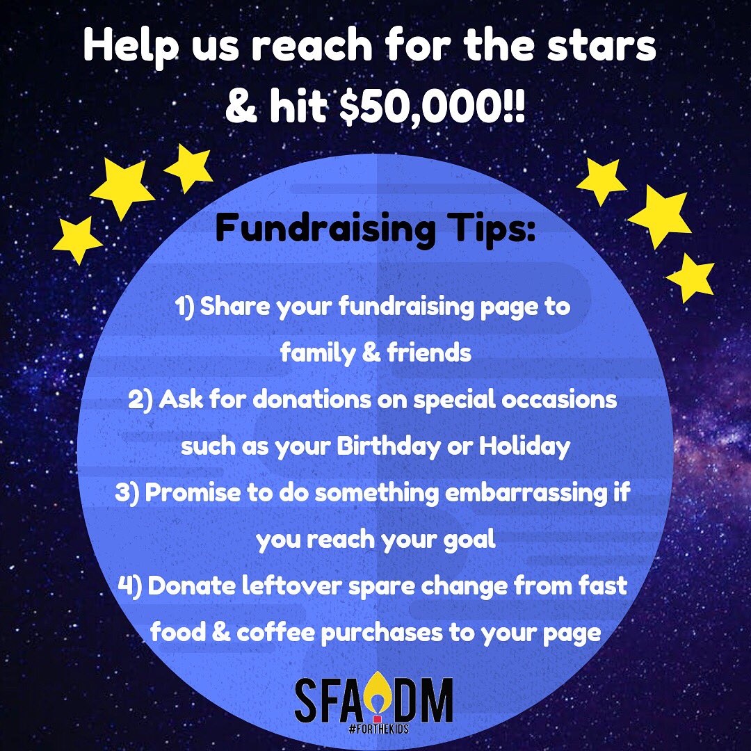 SFAmarathon's tweet photo. A few helpful fundraising tips to get you going because we are almost a WEEK away from DM! We’re counting on YOU to help us reach $50,000!! Share, share, share your fundraising link!⭐️It’s all FOR THE KIDS!!
https://t.co/dUnKAhJwYT https://t.co/MI60vXLpor