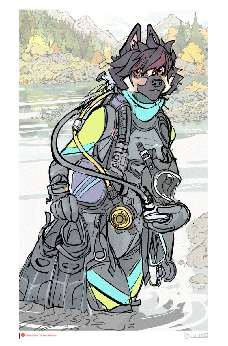 Frankenstein's monster-esque wip-sketch-thing!

Older piece I've tossed to the side, as I haven't made up my mind on her scuba gear or even design yet at the time.
This stage is a mix of older elements and new ones added in a way to mock up the (sort) of final looks of her!