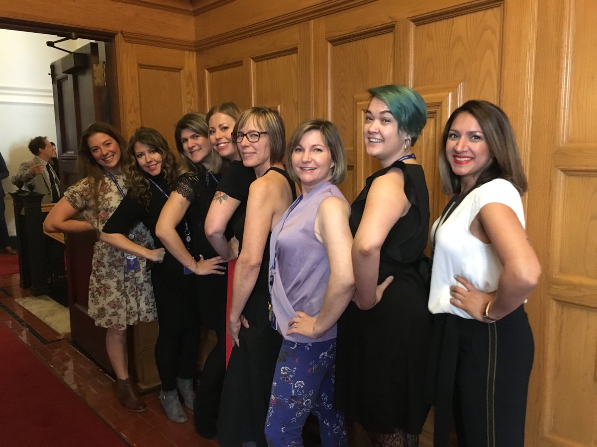 Do we look unprofessional to you? Women in the @BCLegislature are being told our bare arms are unprofessional, do not constitute proper business attire for the halls of the House #bcpoli