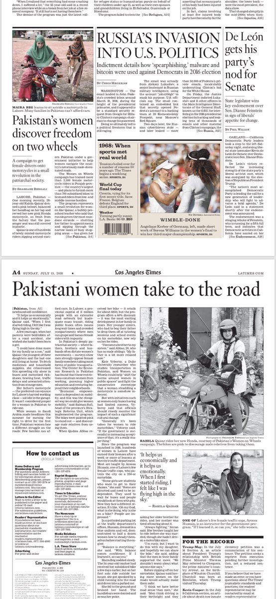SalmanSufi7's tweet photo. “Pakistan’s Women discover freedom on two wheels” - When our program #WomenOnWheels made it to the front page of @latimes in a story by @SBengali - Working on expanding this to all over #Pakistan now as Govt withdraws its support. #Wow #SaveWow https://t.co/maGI4EsviG