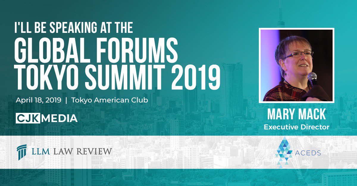 acedsonline's tweet photo. #ACEDS is honored to be invited to participate in this Ground Breaking #TokyoSummit hosted by @TheCJKGroup and @LLMLawReview on 4/18! 

@mackmary will be moderating "The State of Diversity &amp; Inclusion in APAC" We cannot wait! Learn more here: https://t.co/N8l2Zf4lVy https://t.co/PhkmFZ6Jwq