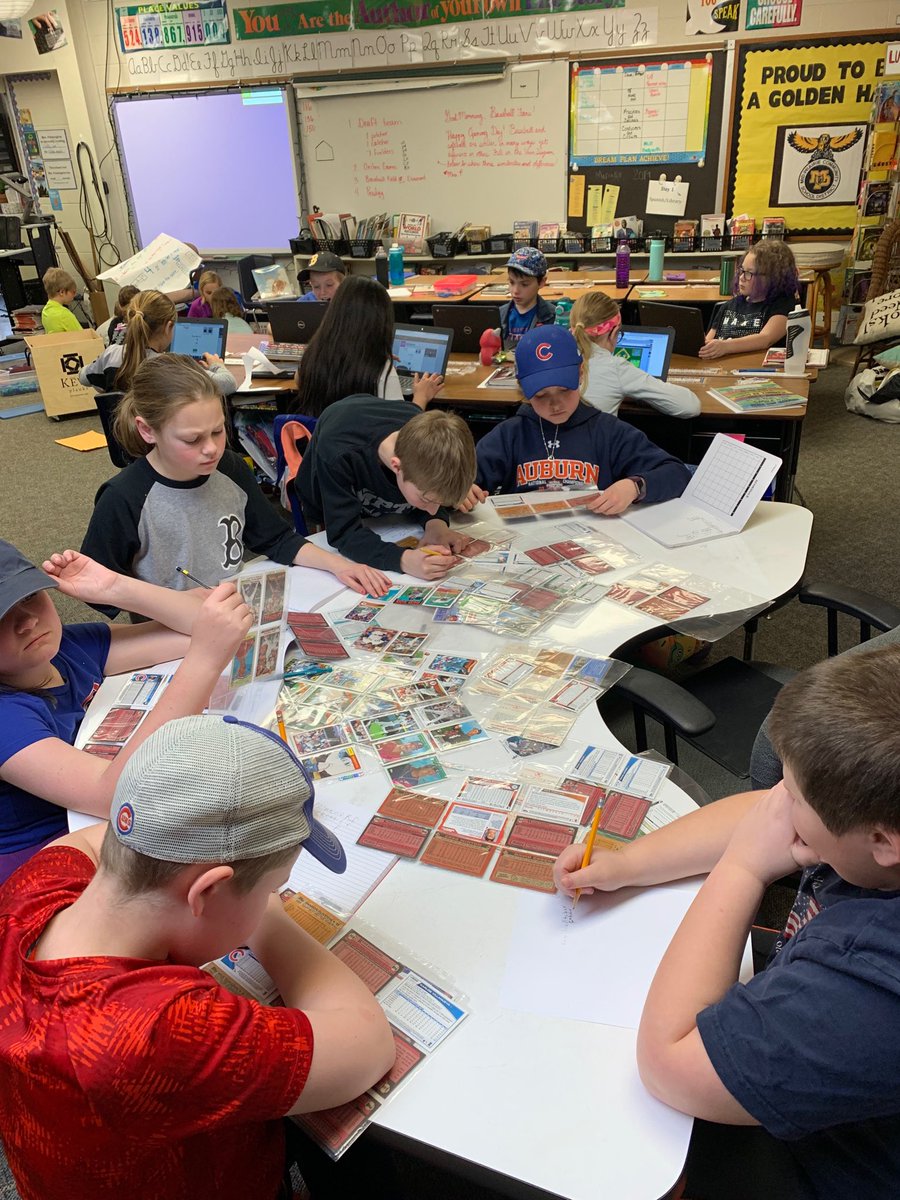 Pennington_E's tweet image. After learning how to calculate batting averages and a pitcher’s ERA yesterday, these kids are drafting their own baseball team! #OpeningDay2019 #mphawks #analyzingdata
