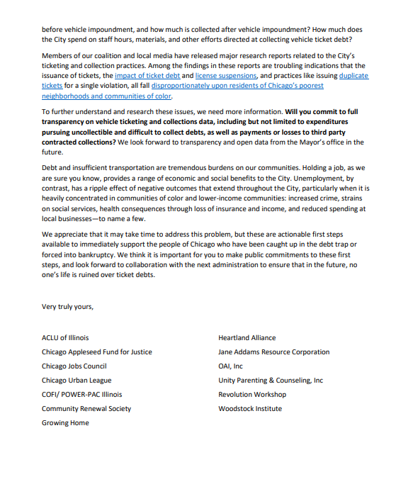 JARC_Chicago's tweet photo. We’re working to improve transportation access and equity for job seekers and low income people in Chicago and across Illinois. We sent an open letter to the Chicago mayoral candidates regarding Driver’s License suspension as a burdensome penalty. #transittable #transportation https://t.co/pwDAgaFX9M