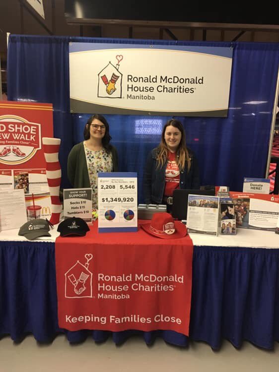RMHManitoba's tweet photo. We’re at the @ProvincialEx raising awareness of our upcoming #RedShoeCrewWalk from June 1st to June 9th in Brandon, Steinbach, Portage la Prairie, Dauphin and Winnipeg! We can’t wait for this family-friendly, 3 km walk in support of our families! 👟❤️ #keepingfamiliesclose https://t.co/wydgzl7Ewq