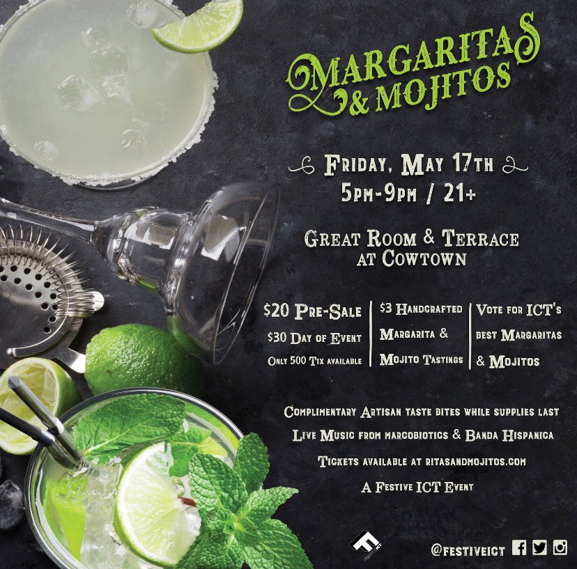 New event alert 👀

Margaritas &amp; Mojitos coming to <a href="/WichitaCowtown/">Old Cowtown Museum</a>!

Tickets are on sale now over at ritasandmojitos.com