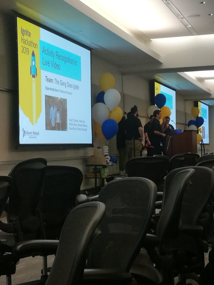 f_conlon's tweet photo. Last of the LIT teams to present. When you know it'll be good when you bring a mattress for demo purposes #IgniteHackathon2019 https://t.co/2MiU8UV1Dk