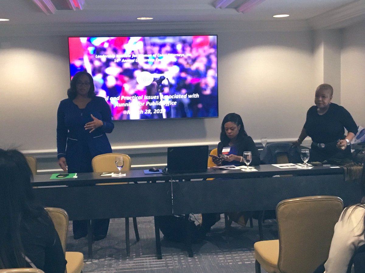 LeadingWmn's tweet photo. Running for Public Office panel w/Allegra Lawrence Hardy, Lawrence &amp; Bundy LLC; Jennifer Carroll Foy, VA House of Delegates; Angela Alsobrooks, Prince George’s County Government; Rhonda Foxx, @USHouseofReps; and Anita Estell, The Estell Group. #LIWOCA2019 #LIWOCAinDC https://t.co/pa2mmR8ob0