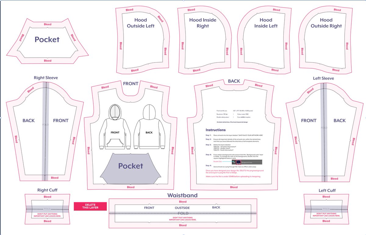 BPSCustoms's tweet photo. Another graphic design challenge for you all. My merch vendor just added the ability to do "all over printing". Would anyone want to try to design a hoodie using the template below? I can provide all my logos to you as well as the .psd project file. 2 winners get 2 hoodies each https://t.co/gdru26eixH