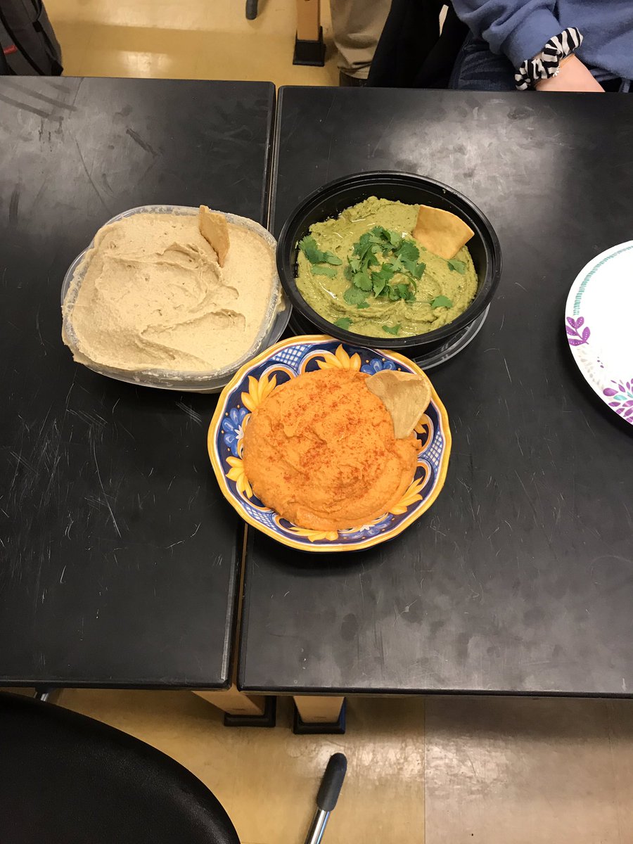 RiverRover2's tweet photo. The River Rover team has a hummus party!! @tarynlivingst0n made roasted red pepper hummus, @oliviaabaetz made avacado hummus, and @patkaplo made some classic hummus!!! https://t.co/y31lF10Gje