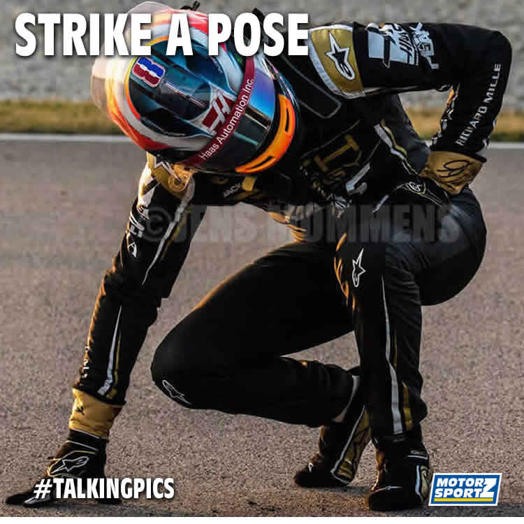 motorsportznl's tweet photo. #TalkingPics #RomainGrosjean #StrikeAPose #F1 https://t.co/o8k54pSOuH