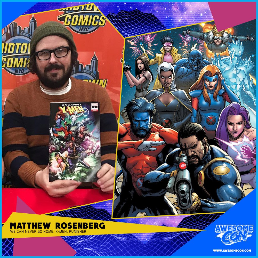 AwesomeCon's tweet photo. He writes 'em, you read 'em, and now you can meet him! Come say hi to Matthew Rosenberg @AshcanPress at Awesome Con.

Buy tickets now: https://t.co/rLJcStM8Yf

#awesomecon #comicwriter #punisher #xmen #wecannevergohome https://t.co/4Bofb49Qkh