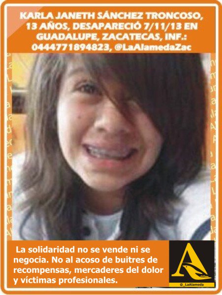 #Tebuscamos Karla Sánchez Troncoso, 13 años, 7/11/13 #Guadalupe #Zacatecas #911