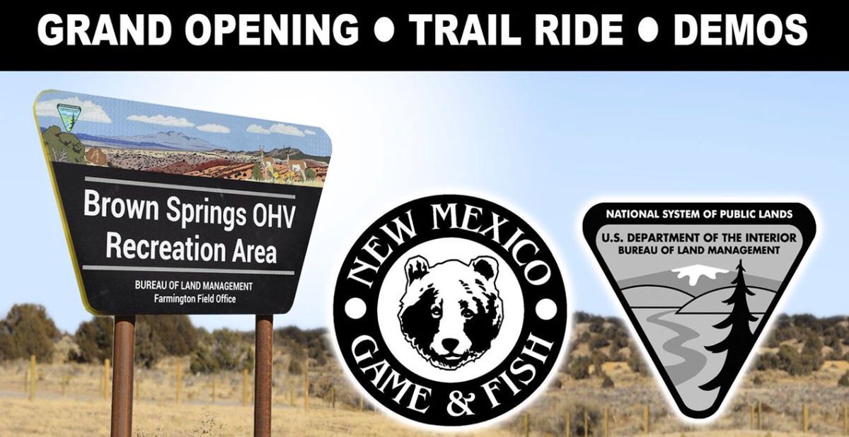 NMDGF's tweet photo. Brown Springs OHV Recreation Area Grand Opening. #nmohv #ridesafe #nmoffhighwayvehicleprogram @BLMNewMexico #brownspringsohv
https://t.co/Vr0tiVIJE3 https://t.co/3VmMThKbHh