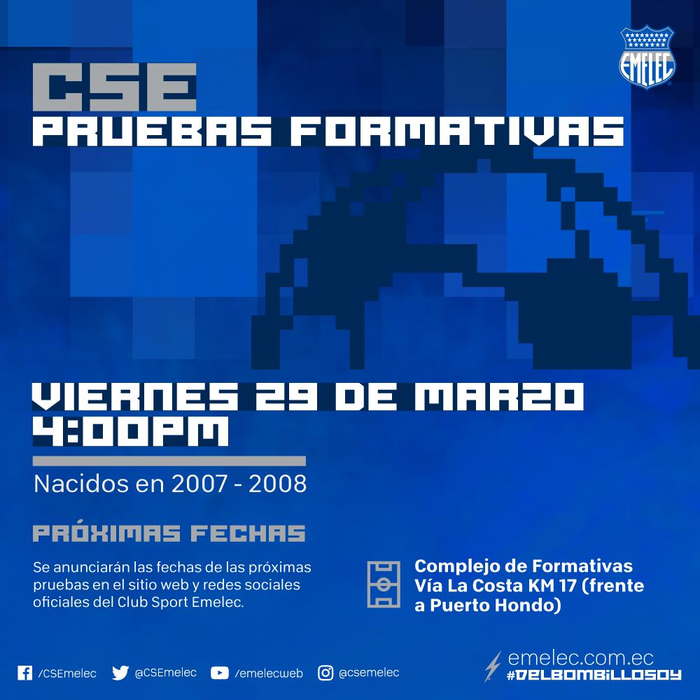 CSEmelec's tweet photo. MAÑANA se realizarán las pruebas para ingresar a las formativas del mes de marzo, categorías 2007-2008. #FormativasCSE https://t.co/Yo6zTmiB4r