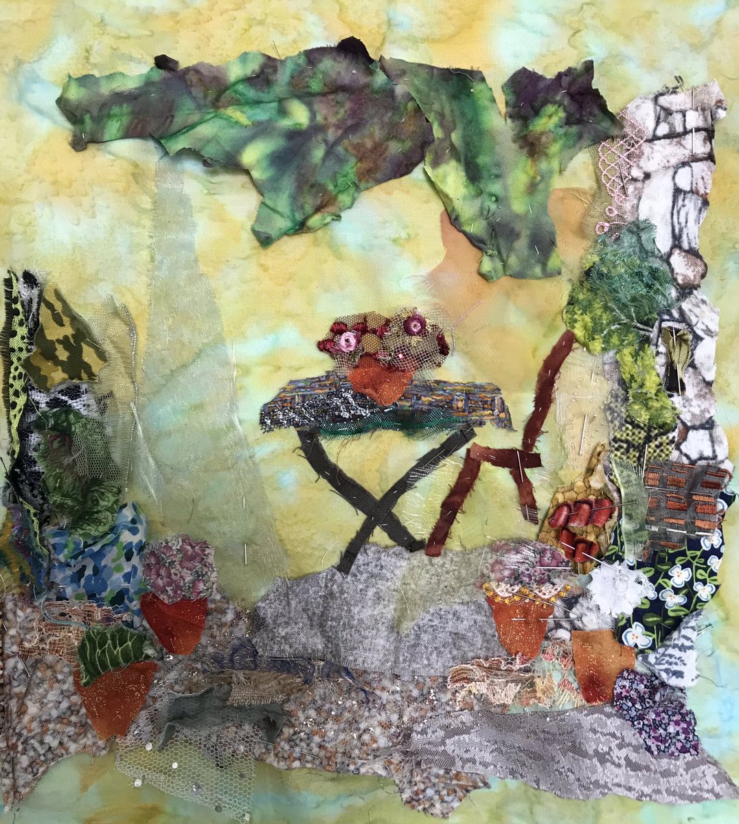 art_in_textiles's tweet photo. #Inspired by my own #garden this is the beginning of a #courtyardgarden full of #springflowers #workinprogress #textileart #paintingwithfabric #firstlayers #Spring #flowers #courtyard @chapelgallery https://t.co/ig7KILKsya
