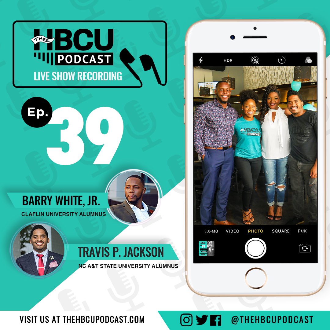 TheHBCUPodcast's tweet photo. **New Episode** This is a special episode! In September, we celebrated our 1 year anniversary with a LIVE show in Charlotte! Check out Ep. 39 with #ClaflinUniversity Alumnus Barry White, Jr. and #NCAT Alumnus Travis P. Jackson | Listen now at https://t.co/WRAQ2zRQhi https://t.co/zGLYZBq7lI