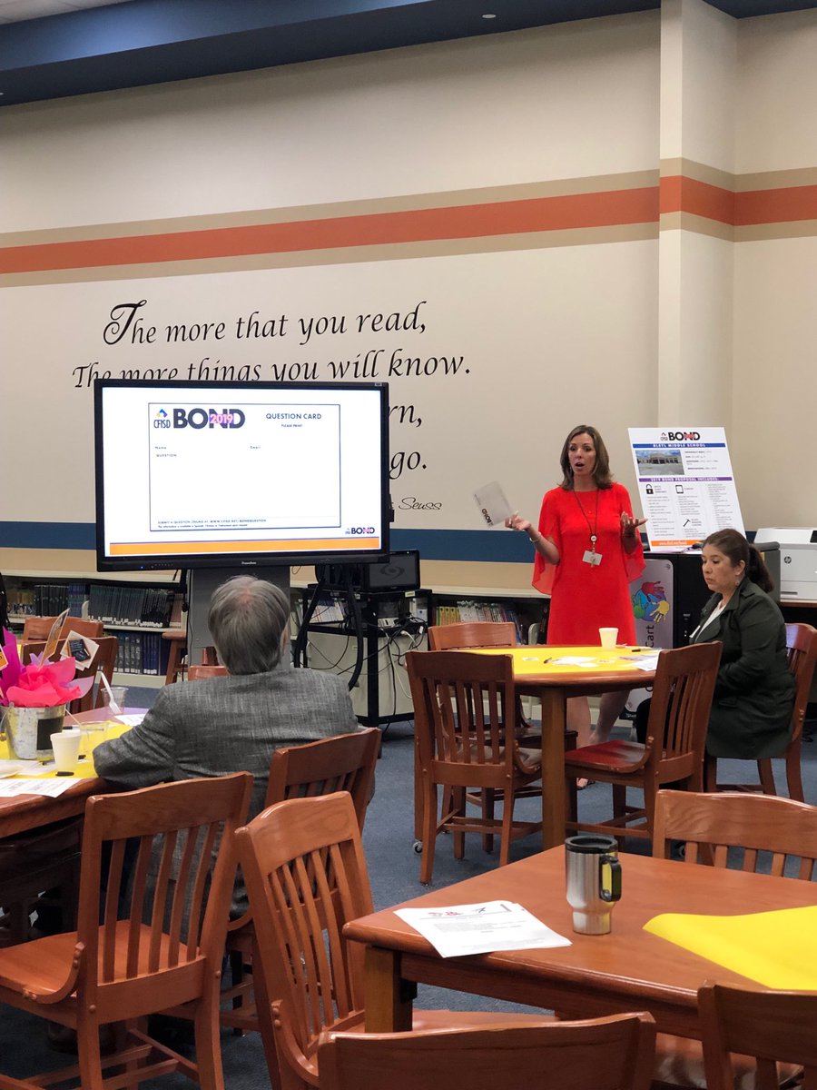 Ms. Carew sharing CFISD Bond information during the March Coffee and Conversation with parents. #CFISDspirit #cfisdlead