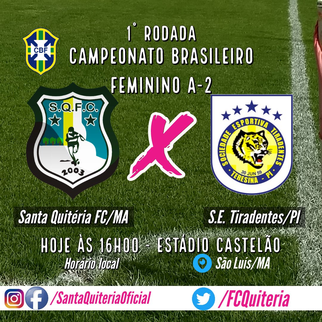 SantaQuiteriaFC's tweet photo. Elas estão prontas!
Que venha o Tiradentes (PI).
#BrasileirãoFeminino #FutebolFeminino 
💚💛💙🦊🇧🇷
Força máxima. O treinador Tom, mandará a campo a equipe com a seguinte formação: Gleycielle; Kamila, Luana, Nil e Sabrina; Sandra, Sebá, Ana e Dany; Rafa e Sirlane. https://t.co/SF3joeKmKS