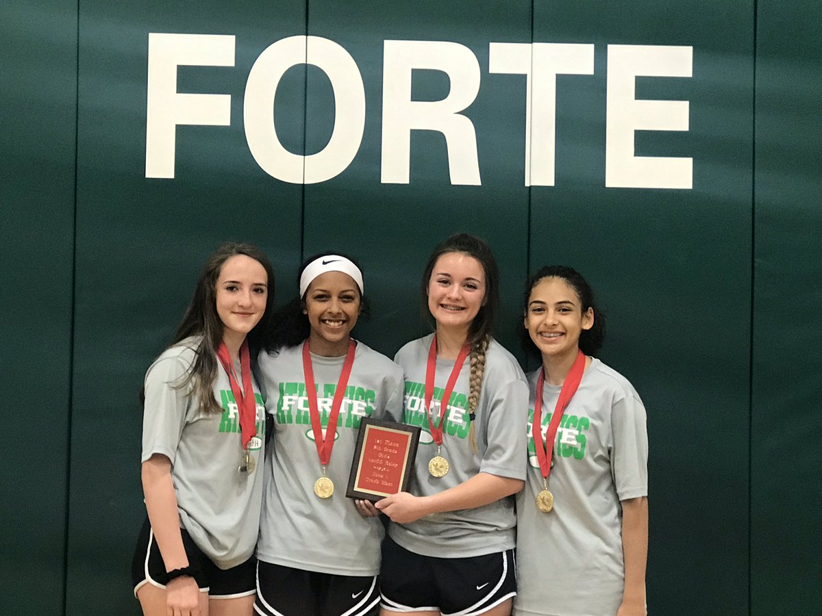 forteathletics1's tweet photo. Last night at our zone meet our 8th gr girls 4x400m relay surpassed their own school to record with a time of 4:32.60. Meet of Champions here we come Tues. April 2nd!!! @azleathletics @SantoJForteJH https://t.co/FRaJseSUX1