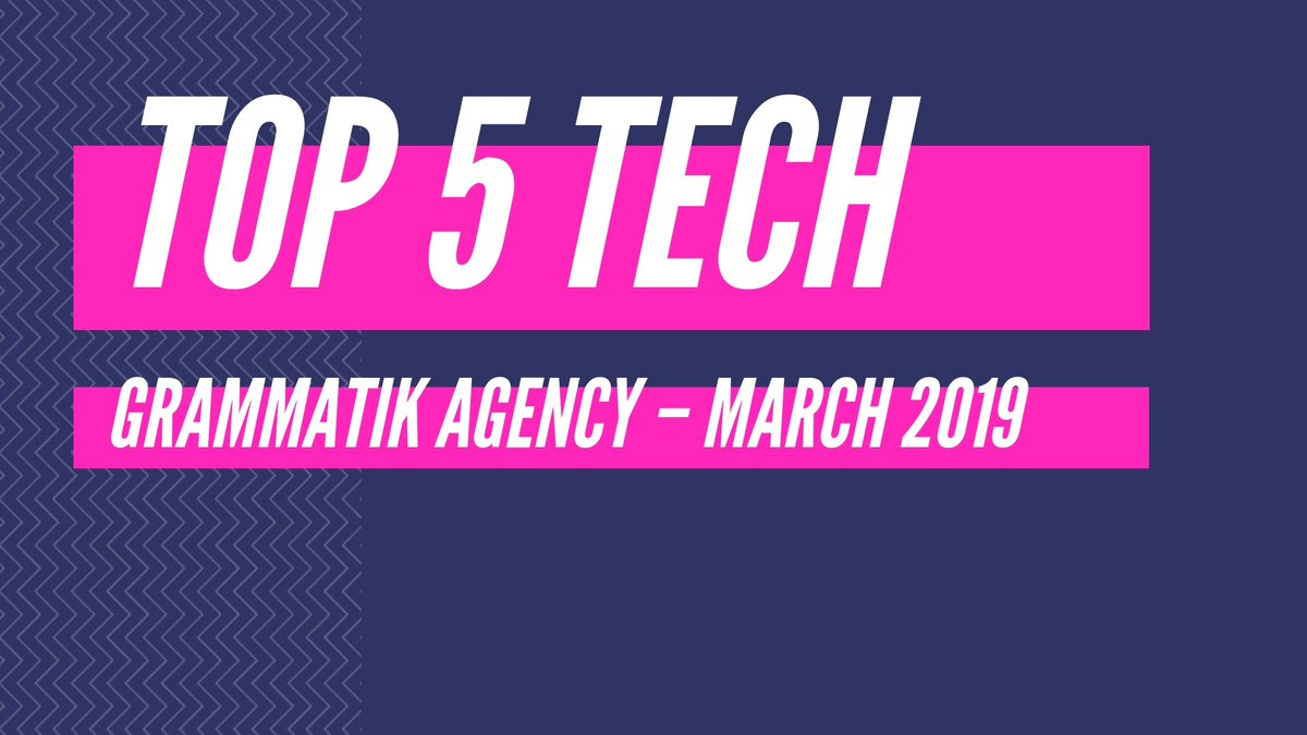 GrammatikAgency's tweet photo. This is Grammatik Agency's #Top5Tech for #TechThursday! From #AR to #streaming, these are the big releases and products that caught our eye. Read MORE: https://t.co/yRu0UyUvw4 https://t.co/cwniYWBGdi