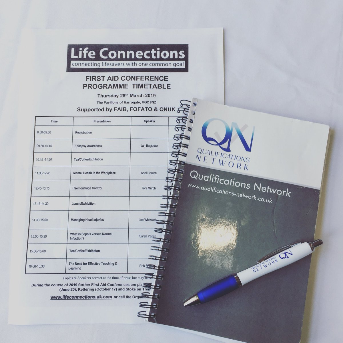 ACWTraining's tweet photo. It’s all about #cpd today, attending life connections 2019 conference @pavilionsofharrogate with @qualificationsnetwork
#firstaid #epilepsy #mentalhealth #headinjury #sepsis #training #yorkshire https://t.co/Nq0sMbh64i