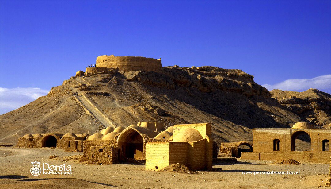 PersiaAdv's tweet photo. Tower of Silence 
#Tower of #Silence or #Zoroastrian's #Dakhma (built with brick with different usages in past), located 15 km from #Yazd city in vicinity of #Safaieh region on hill tops including two structures...
Read more https://t.co/A4QM4uNTkJ
Photo by  shutterstock https://t.co/0bXy3DD12q