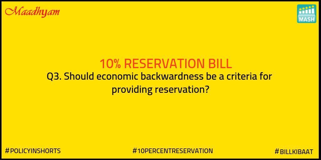 MASH_Project's tweet photo. Since this point has been actively involved in the discussion so far, it's time we ask whether economic backwardness should be the criteria for #reservation. Is it enough?
#10percentreservationbill #BillKiBaat #PolicyInShorts #MashPolicy #reservation #education https://t.co/VwE12Ov7wp