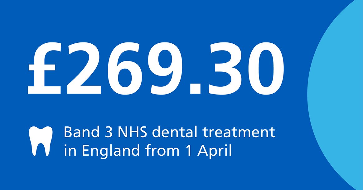 NHS dental treatment charges are changing from 1st April 2019.