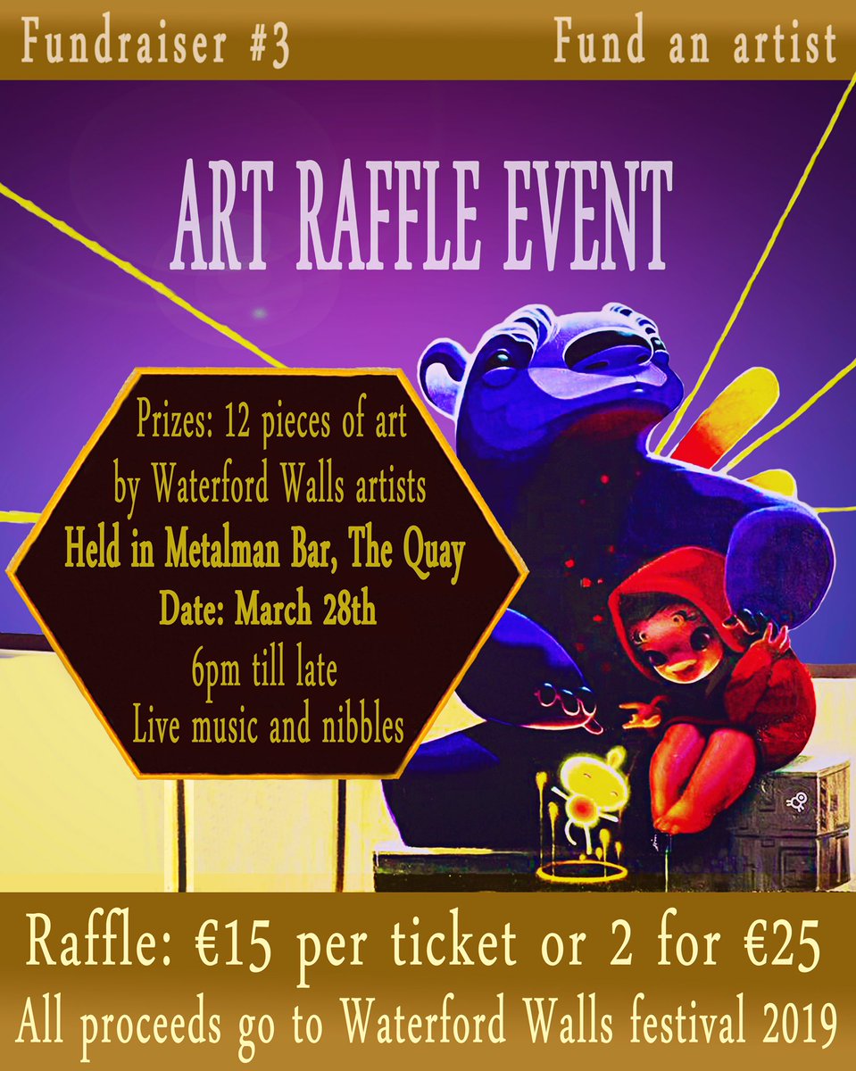Tonight. 6pm. Art Raffle Fundraiser for <a href="/WaterfordWalls/">WaterfordWalls</a>. Tell all you friends. #Fundraiser