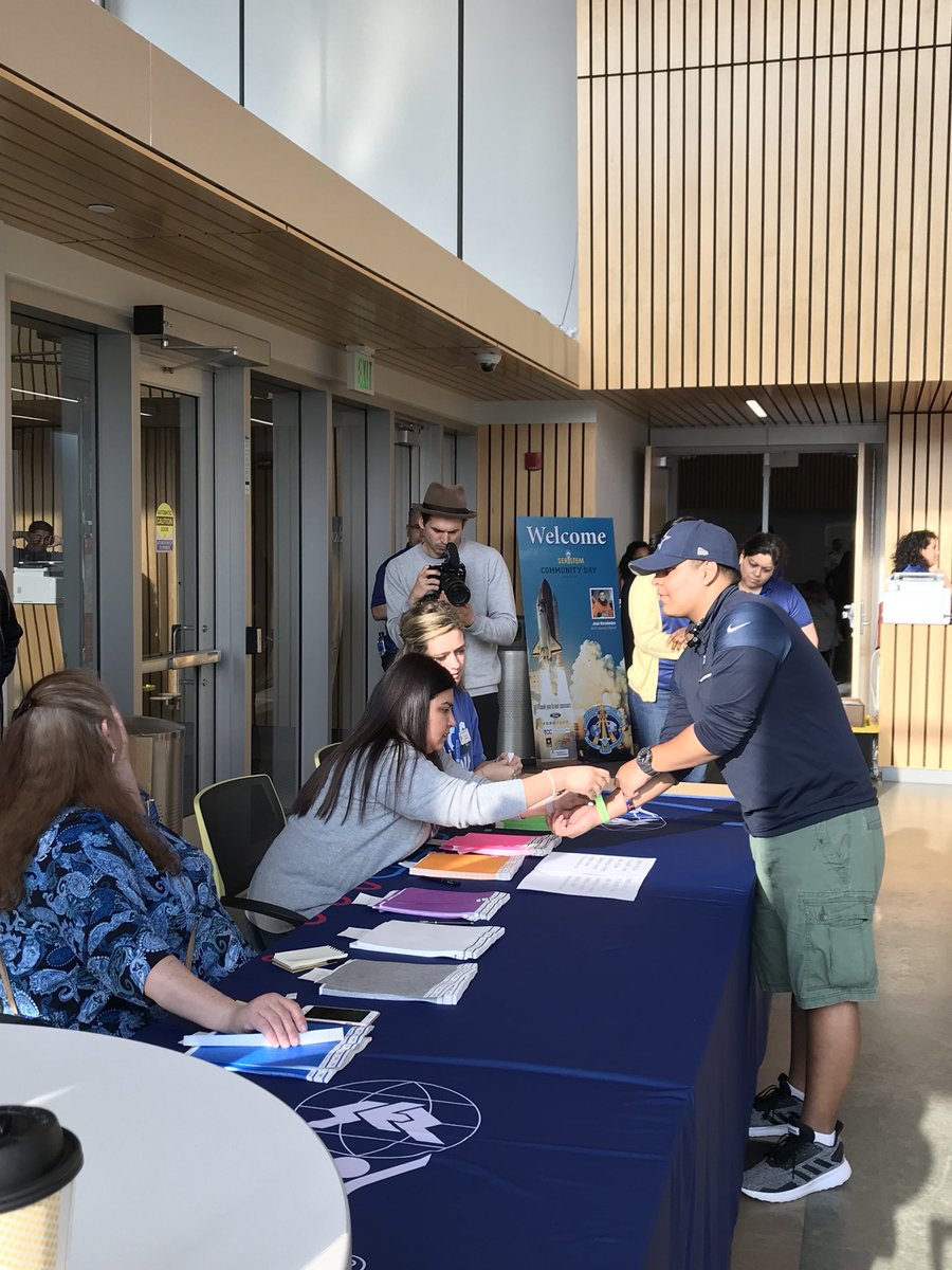 sernational's tweet photo. Community Day has officially begun 🎉 and students are lining up to register and get some free swag! Don’t miss out on this great event! #SERnational2019 #SERstem2019 https://t.co/Ue6PcADWf4