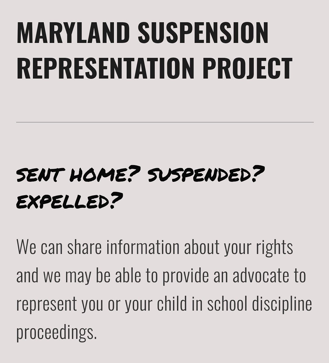 MDSuspensionRep's tweet photo. Contact us at baltimoresrp@gmail.com or 443-873-3531 for more information! #mdsuspensionrep #knowyourrights #schoolpushout https://t.co/PSs5hOiy92