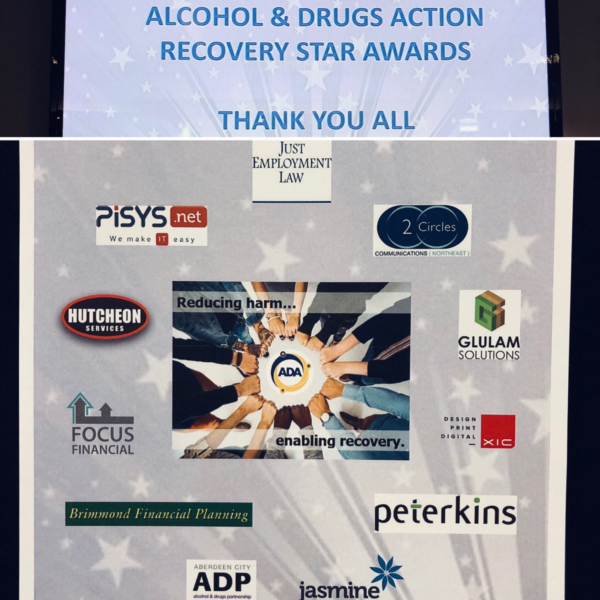 AlcDrugsAction's tweet photo. And that’s a wrap 🌟 thanks to everyone and our great sponsors for today #recoverystarawards #enablerecovery #harmreduction https://t.co/541GpEEZQy