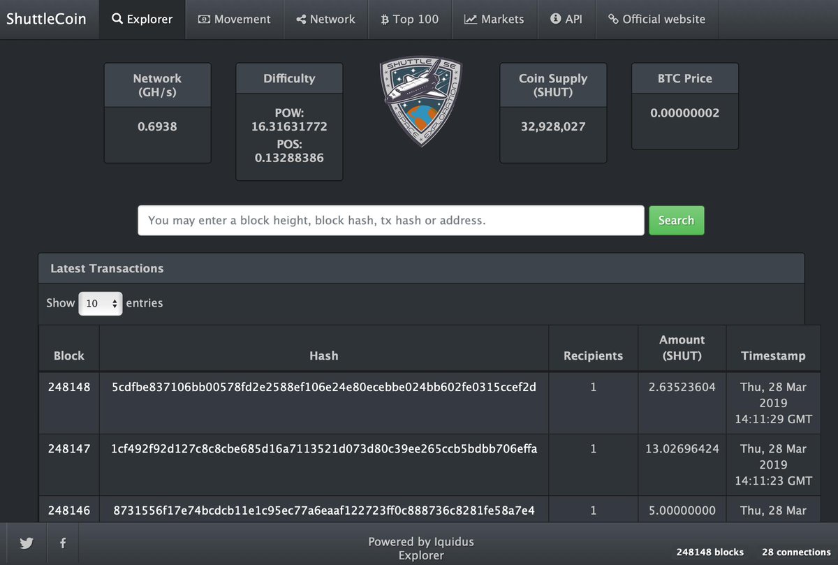 SeShuttle's tweet photo. Hello Everyone!! We at SHUTTLE are proud to announce that we now have our own domain. Check out $SHUT block explorer here: https://t.co/jwrLZt1zUR #proofofstake #spacetravel #cryptocurrencies #staking #cryptotwitter #exchange #HODL #pos #traders #NewShuttleSE https://t.co/TyIyvQNzru