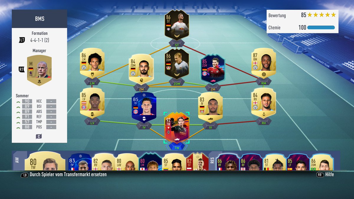 Moschine7's tweet photo. #SheeshTeam Hey Yaya das ist mein Team ich habe noch 85k Budget. Die Bank und Goretzka sind untrade. Danke schon mal im voraus. https://t.co/Qb0lFcfo8Z