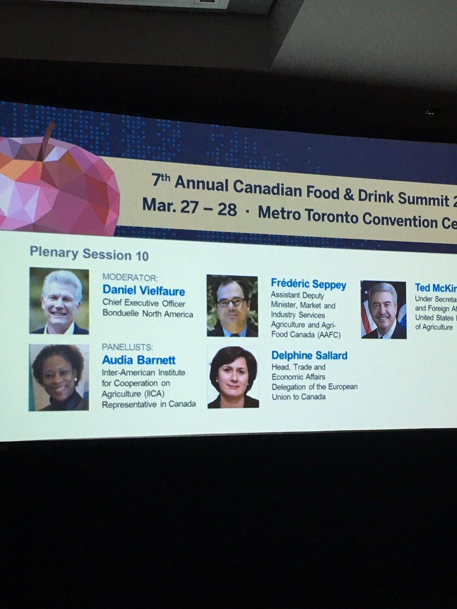CdnAgriFood's tweet photo. Frederic Seppey ADM @AAFC_Canada tells participants at Cdn Food &amp; Drink Summit #CBoCFood that #Canada while endowed with amazing #agriculture resources faces global challenges ranging from emerging animal disease risks to new non-tariff barriers that impede trade flows #CdnAg https://t.co/bLSRUUGB7w