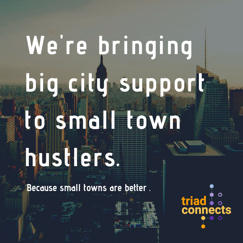 TriadConnects's tweet photo. You don't have to live in a #bigcity to have a huge #network of supporters. You can build and grow your #business right here. With the help of experts standing by to assist you #piedmonttriad #startup https://t.co/W8zYymjIAk