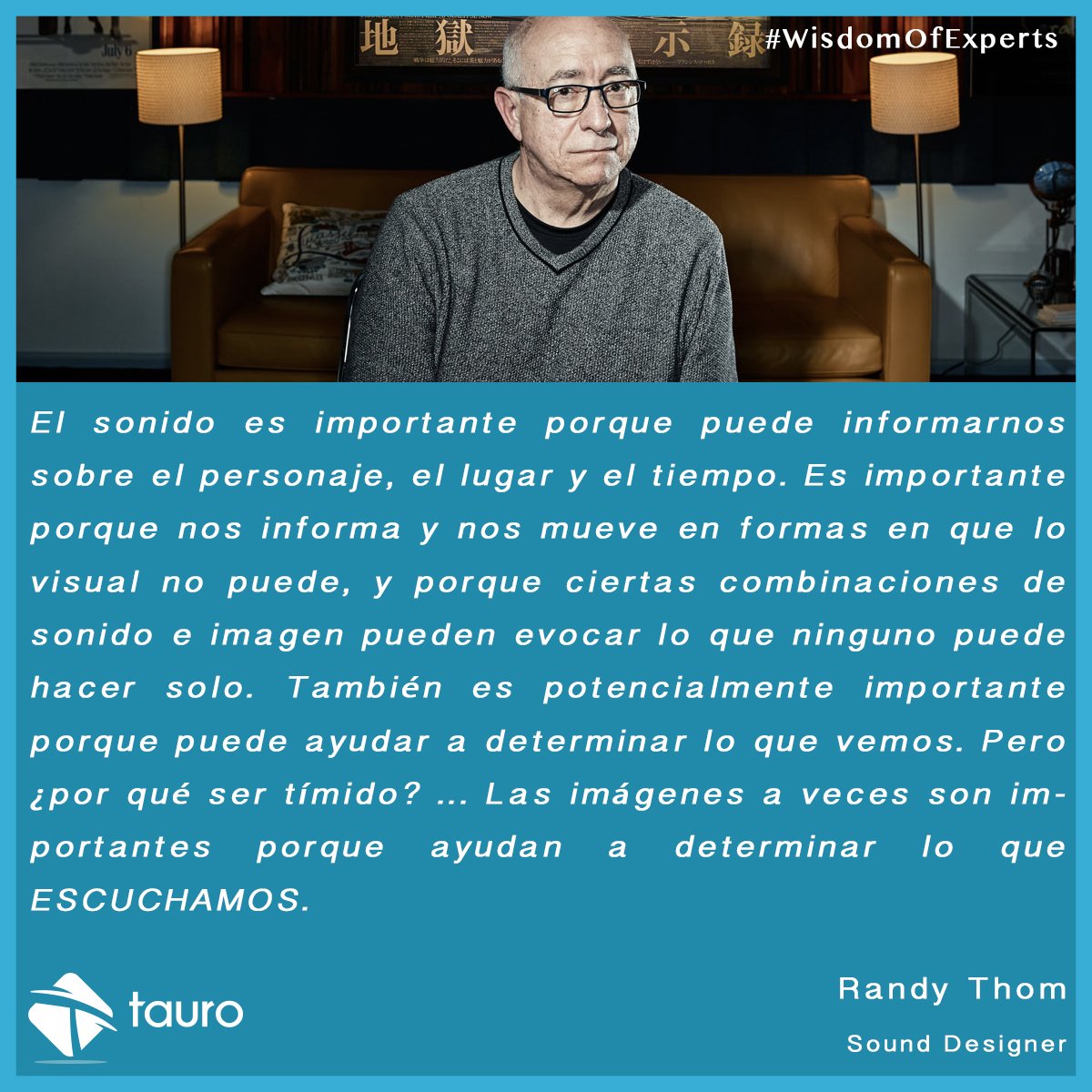 taurodigital's tweet photo. El que sabe, sabe! Y Randy es uno de l@s que saben.

Tomemos nota por favor!

#elquesabesabe #sonidoparacine #RandyThom #elsonidoimporta #WisdomOfExperts https://t.co/WYh4ZWLzdc