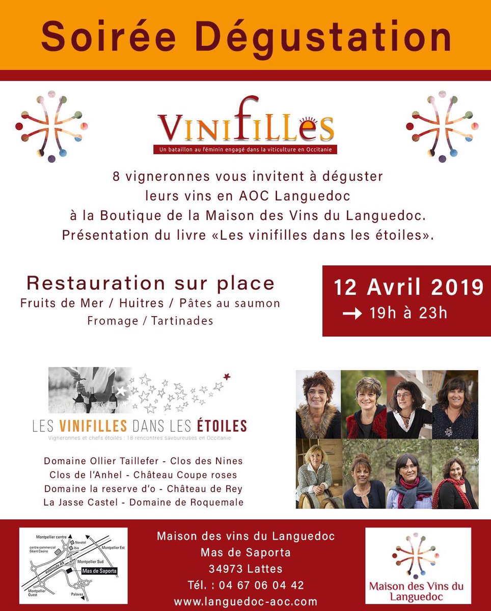 Notez la date, Montpellier !

Le 12 avril en soirée, nous serons à la Maison des Vins du Languedoc et vous pourrez déguster et découvrir notre livre de recettes et d’accords Mets-Vins réalisé avec les Chefs étoilés d’Occitanie 🤩⭐️