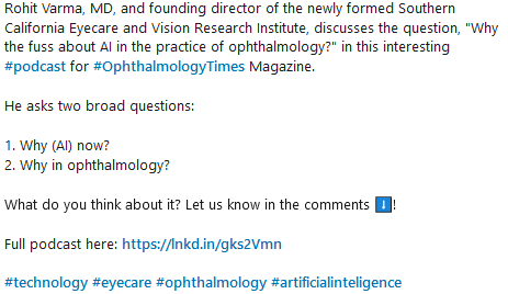 VisiometricsEye's tweet photo. What do you think about it? Let us know in the comments ⬇!

Full podcast: https://t.co/0jQh9K4Vwp

#opthalmology #science #ArtificialInteligence #eyecare https://t.co/67diefKZc5