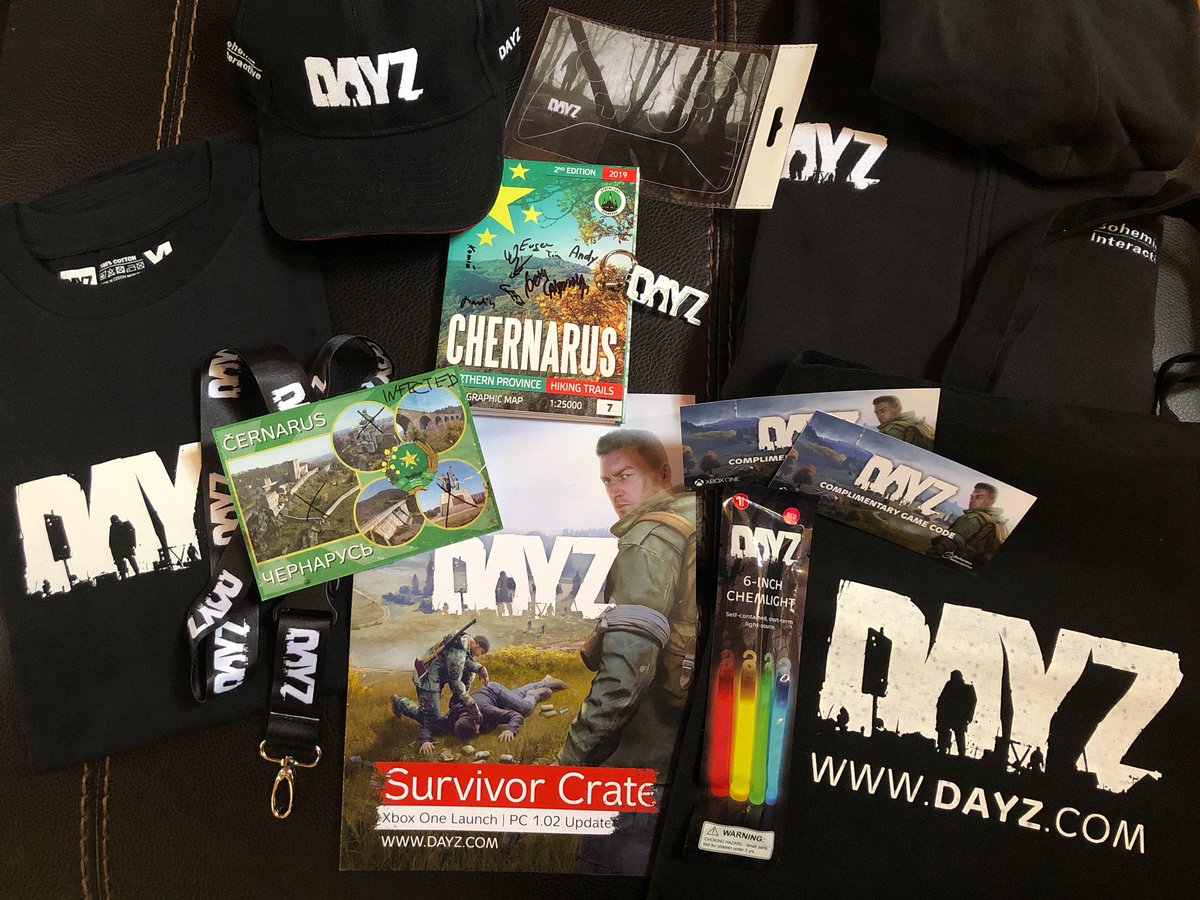TheLoyalPatriot's tweet photo. Shout out to the @DayZ peeps for the carepackage. Some cool stuff in here. Congrats for the DayZ on Xbox release. https://t.co/brn1Wk8GOq