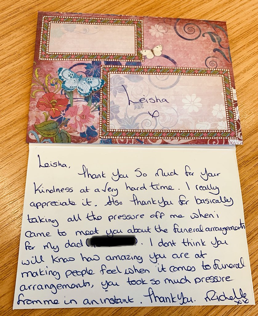 Leisha_Lou's tweet photo. Some incredibly kind &amp; humbling words from a client of mine. I never expect anything like this, I’m just doing my job, but if I helped her get through a difficult time &amp; the loss of her Dad then that makes me very happy #thecoopway @CoopFuneralcare #alwaysbeyou #coophartlepool https://t.co/ykYDEIx2eJ