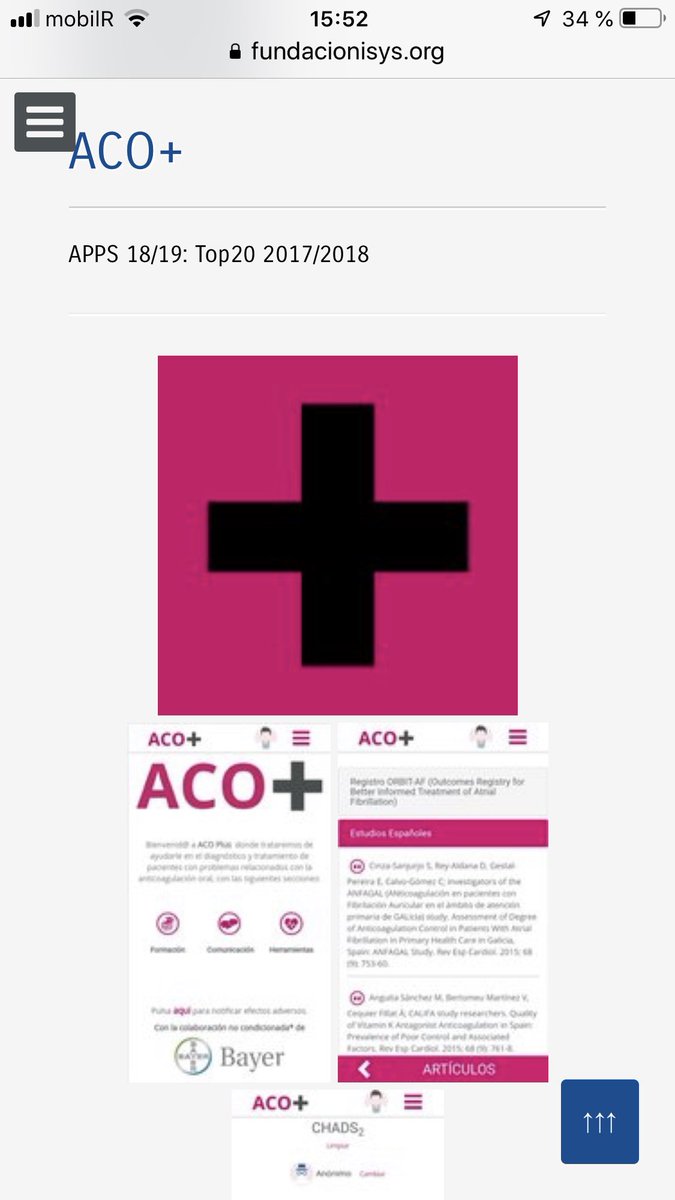 DanielReyAldana's tweet photo. Por segundo año consecutivo #ACOplus sigue siendo la #App médica #Top1 del ranking de la @FundacioniSYS  #MFyC Enhorabuena a todos los que trabajamos en esta herramienta @medicalESP @BayerEspana https://t.co/jRQOkEEnpt