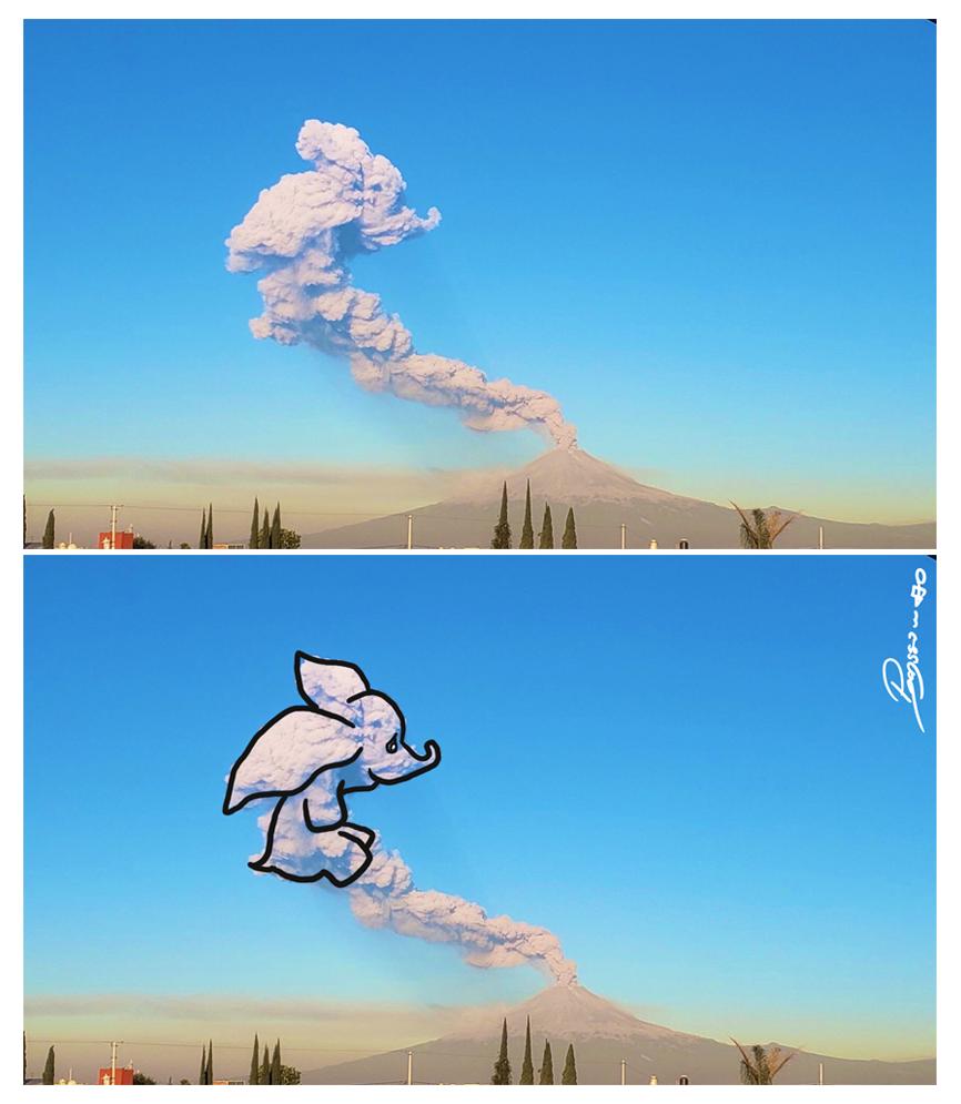 DrNetas's tweet photo. Ayñ.... el #Popocatépetl hizo un #Dumbo https://t.co/MC5kBNJcEX