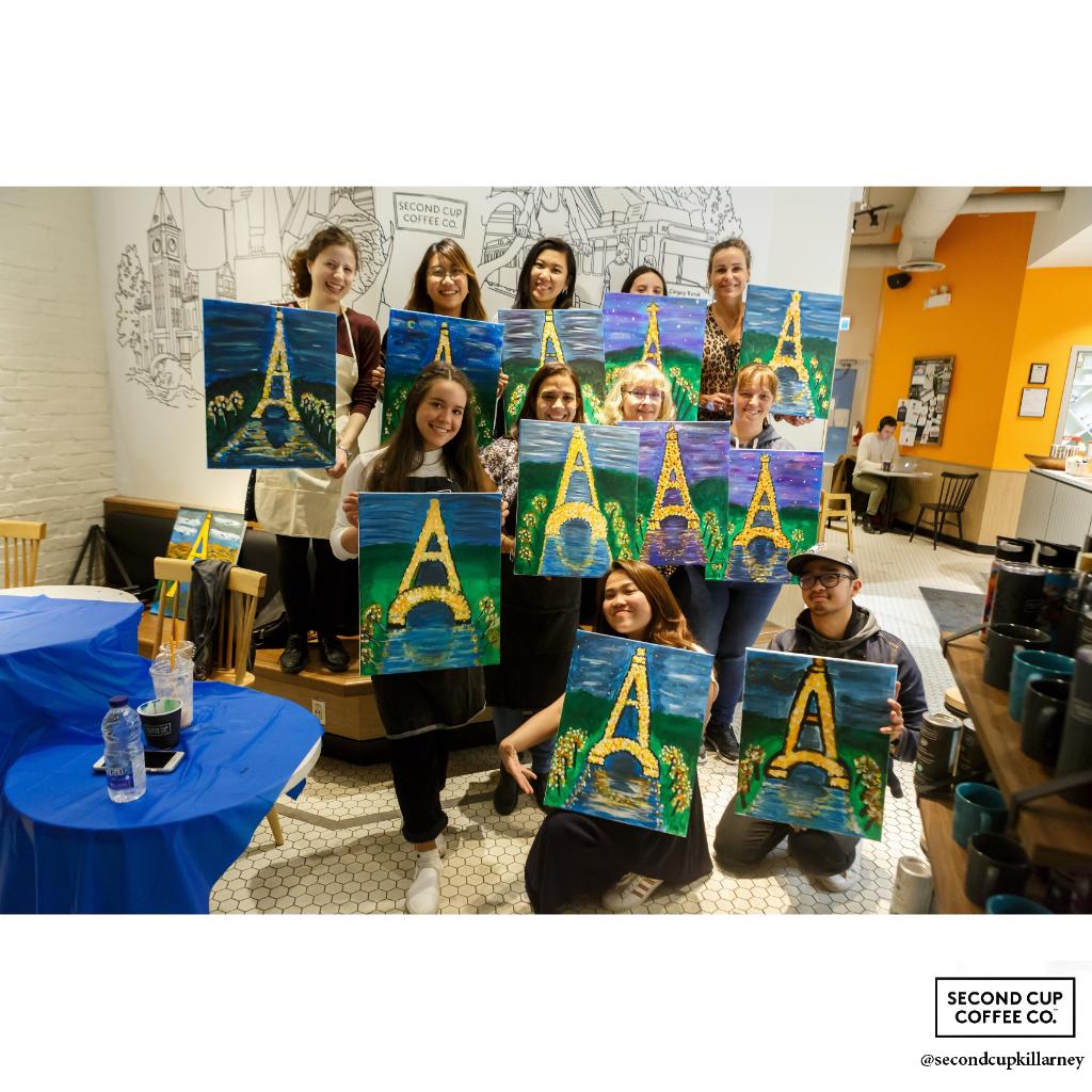 SCKillarney's tweet photo. TBT We really appreciate to have you here and share moments like this. #PaintNight #SecondCupKillarney #BestTalent #Smile #MasterPiece
.
.
.
#SecondCupKillarney ⠀
#SecondCupCleanLabel⠀
#SecondToNone ⠀
#DriveThru⠀
#coffeeshop
#MyKillarney ⠀
#specialtycoffee https://t.co/I2BSnNtvgq