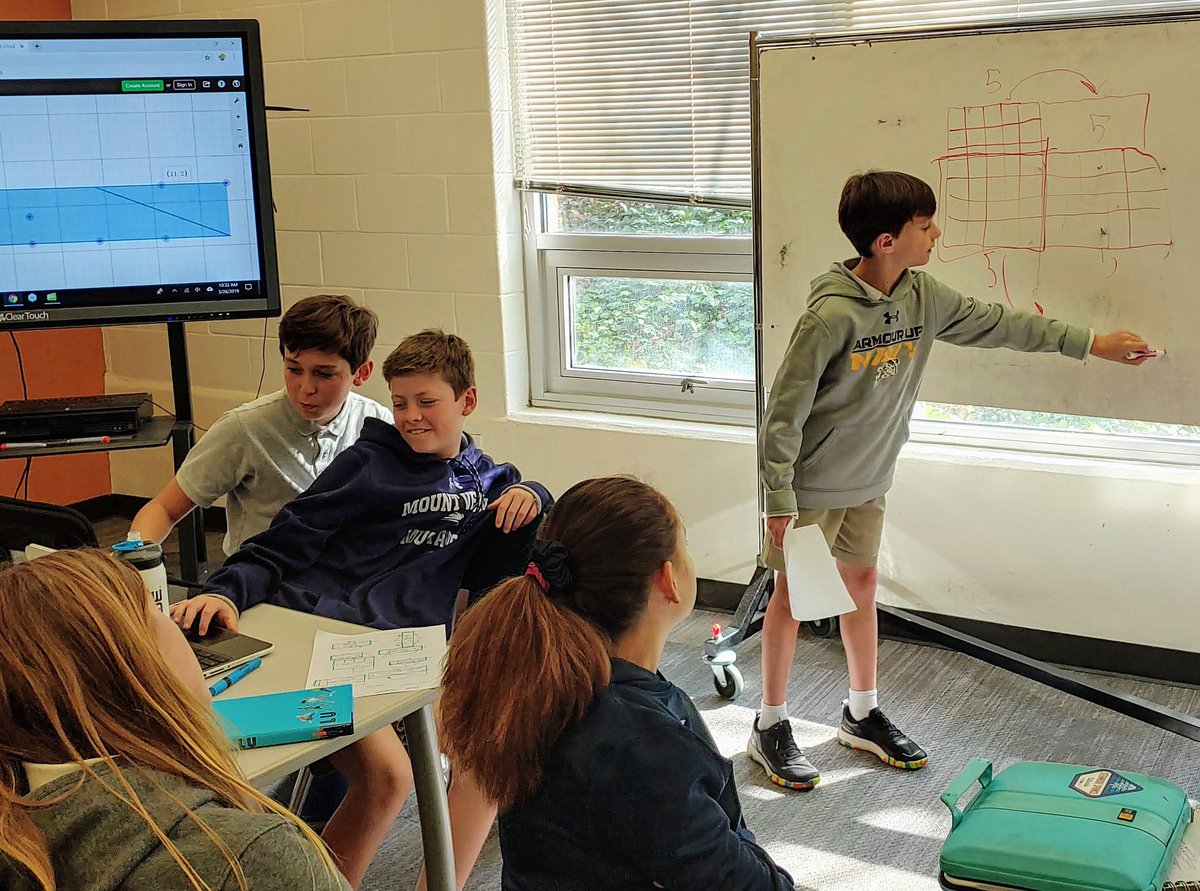 BraeaLux's tweet photo. I'm so impressed by their spatial reasoning. I ended up with 2 of my Ss as teachers for the day! All smiles after some challenging shapes that stumped a few. Gr6 has future engineers in the making @MVPSchool #mvmiddle https://t.co/3vgehjXXF1
