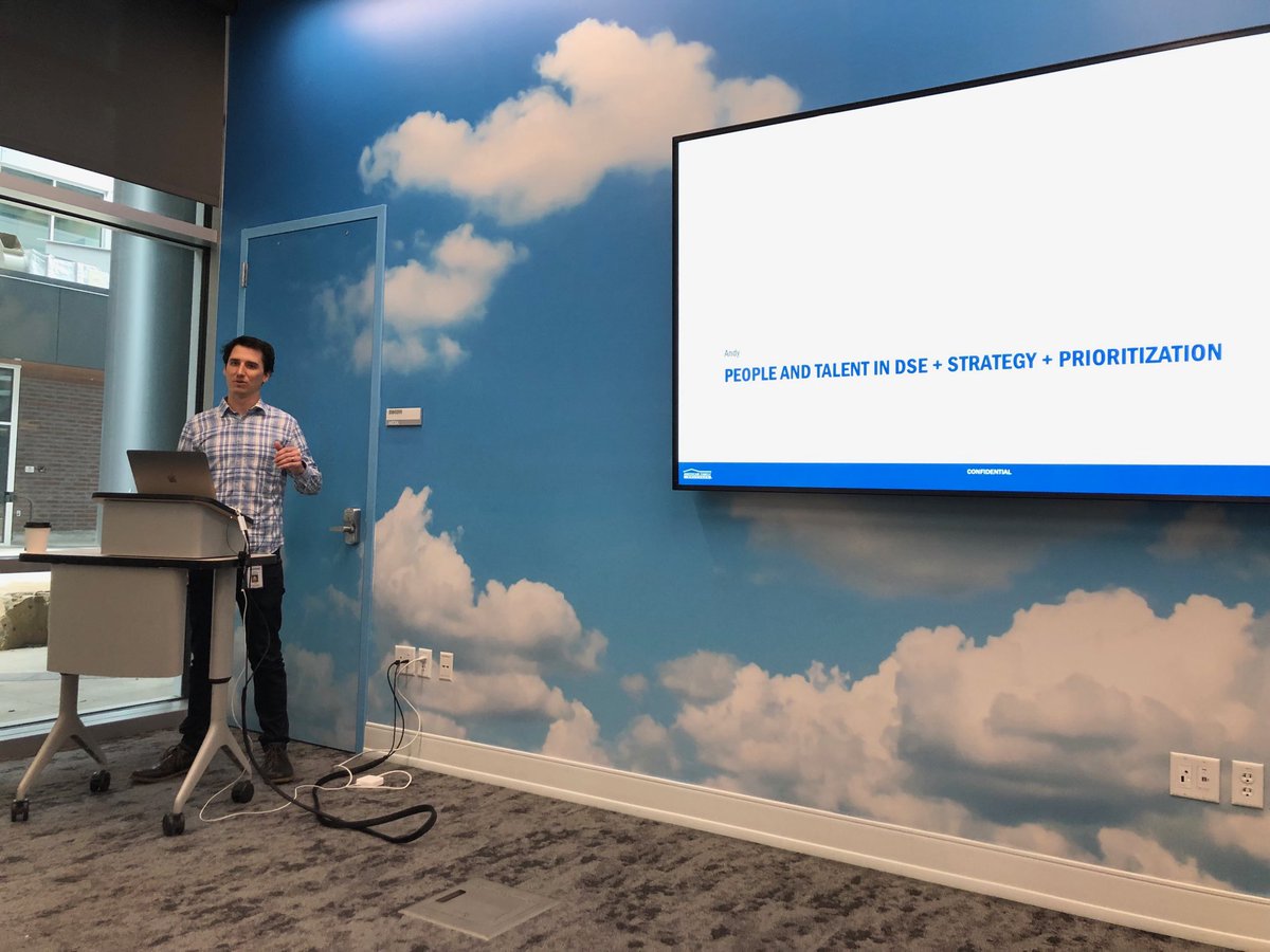 lukejonas27's tweet photo. Inaugural #DSE Town Hall with @andyjakubowski speaking about the amazing talent we have within Data, Science, and Engineering to deliver value to our customers, company, and people. #oneamfam #spark #pullinginthesamedirection https://t.co/ls7I3GfKW7