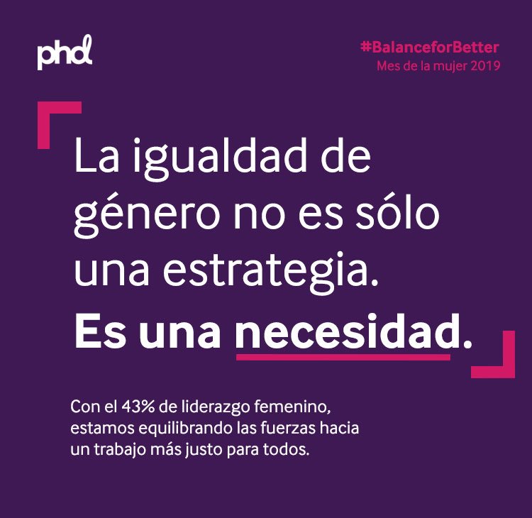 La igualdad es necesaria para un mejor ambiente laboral. Hoy, este mes y todos los días trabajaremos para que el balance esté en cada cosa que hagamos 💜 #BalanceforBetter