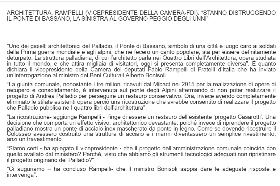 sabrinafantauzz's tweet photo. #architettura #palladio #pontedibassano #alpini #primaguerramondiale #memoriastorica @fabiorampelli interrogazione al ministro Bonisoli @@beni_culturali  .@StefanoSerafi11 https://t.co/Q1Kp1tDJ1M