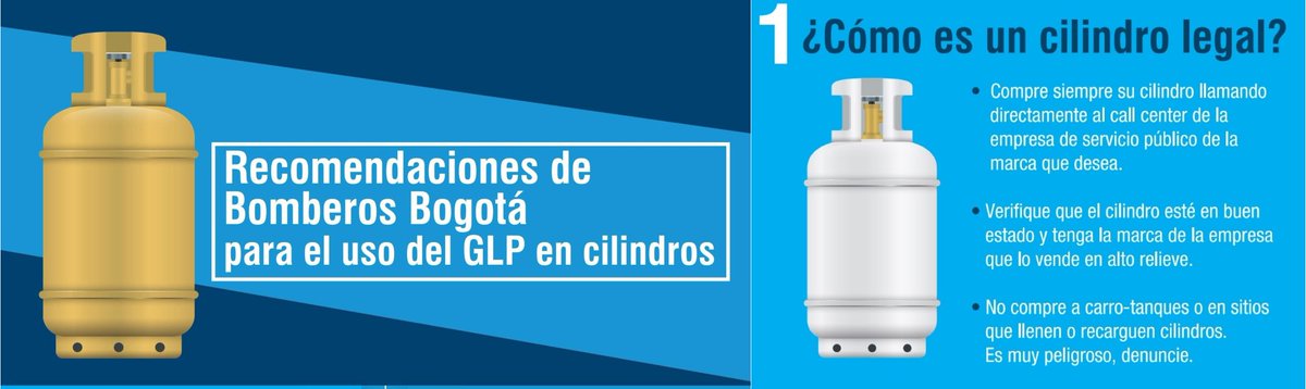 GasnovaCo's tweet photo. #GasLPSeguro En el folleto ‘Recomendaciones de @BomberosBogota para el uso del #GLP en cilindros’, hay tres consejos para identificar cuándo un cilindro de #GasLP es legal. 

Descargue aquí el folleto para ver otros tips de seguridad https://t.co/HUiXsYzdMT https://t.co/iIUWAz9hid