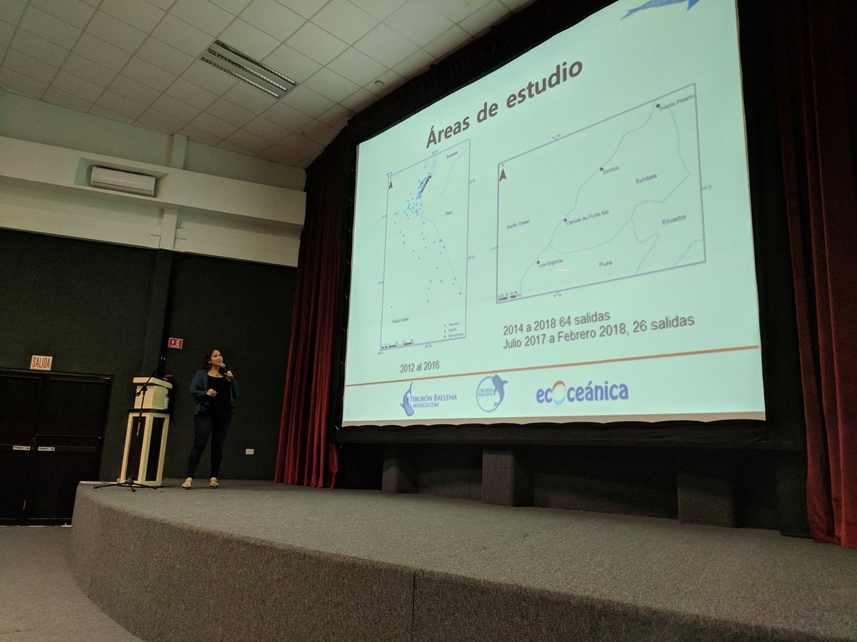 selacophile_dad's tweet photo. Dení Ramírez starts off the day's series of Perú talks at the #SOMEPEC Latin American shark, ray and chimaera conference talking about emerging efforts to understand whale shark aggregations in Northern Perú https://t.co/lMgHXKpqoe